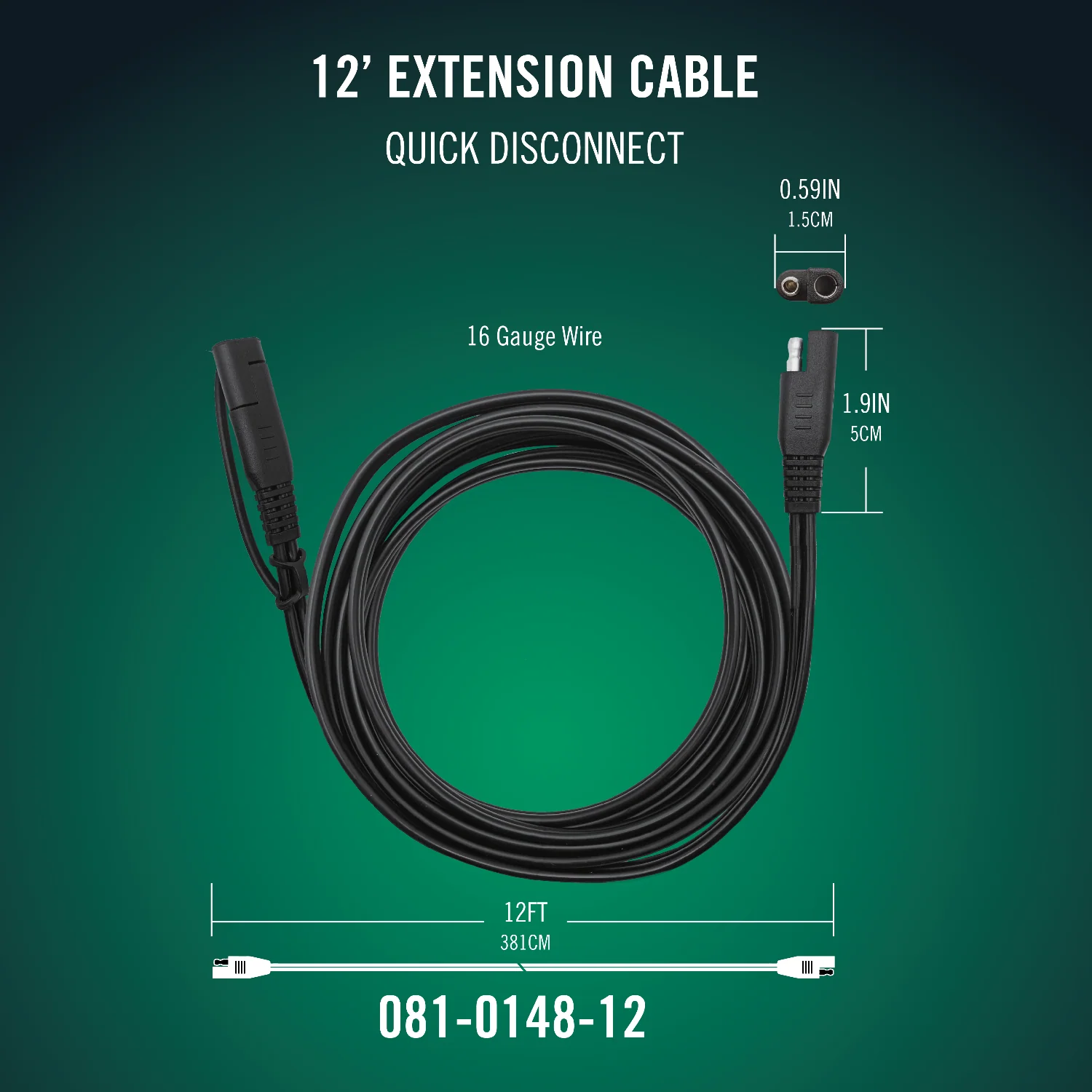 Battery Tender® 12ft SAE Quick Disconnect Extension Cable - Image 2